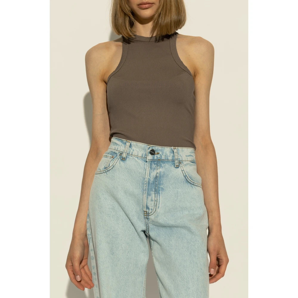 Anine Bing Eva Geribbelde Tanktop Brown Dames