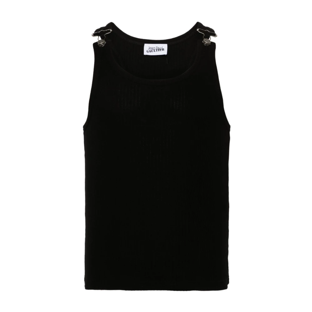 Jean Paul Gaultier Geribbelde tanktop met gespen Black Dames