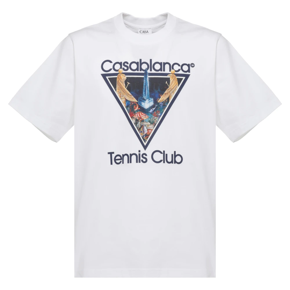 Casablanca , T-Shirts, Male, White, S, Logo Printed Crewneck T-Shirt - Image 2