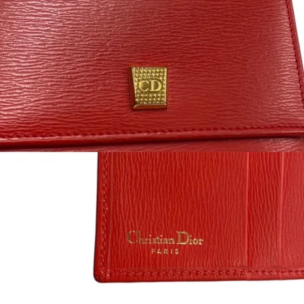 Dior Vintage Pre-owned Leather wallets Red Dames