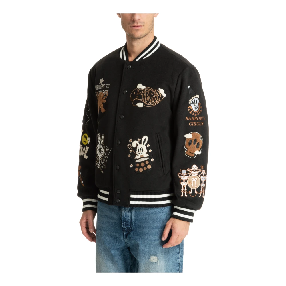 Barrow Abstract Multicolor Bomberjack met Drukknoopsluiting Black Heren