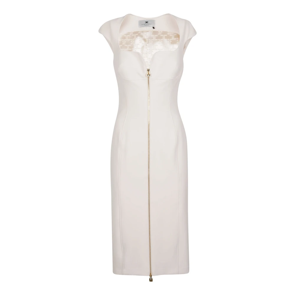 Elisabetta Franchi Beige Full Zip Sleeveless Dress - Female - Midi Dresses - M - Dresses