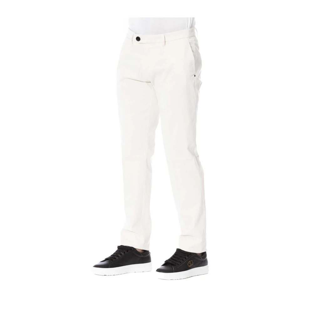 Trussardi Stijlvolle Broek met Knoop en Rits White Heren