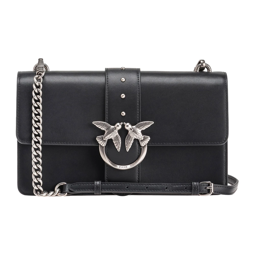 Pinko Women's Black Leather Crossbody Bag With Cotton Lining - Cross Body Bags - One Size - Bags
