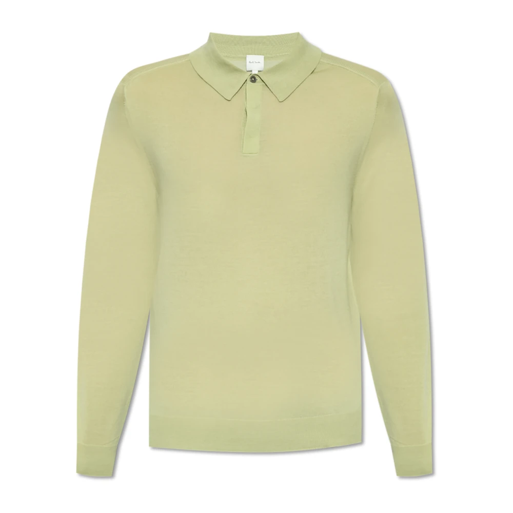 Paul Smith Wollen Polo Trui Green Heren