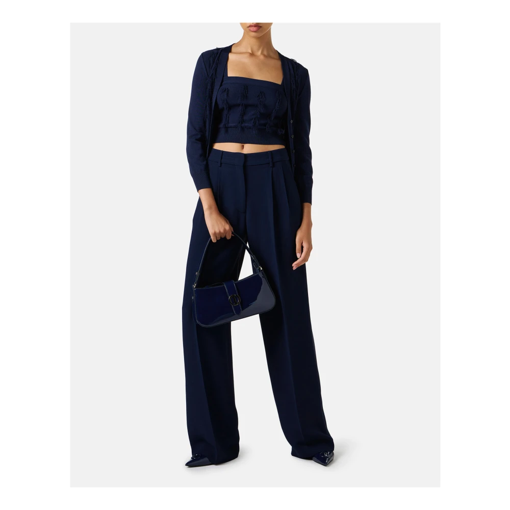 Iceberg Wijde blauwe broek op maat in cadi met kleermakersdetail Blue Dames