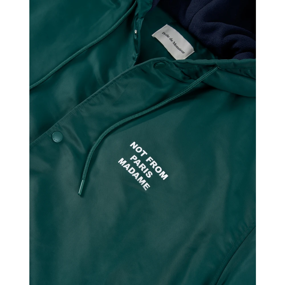 Drole de Monsieur Groene Parka Jas met Slogan Green Heren