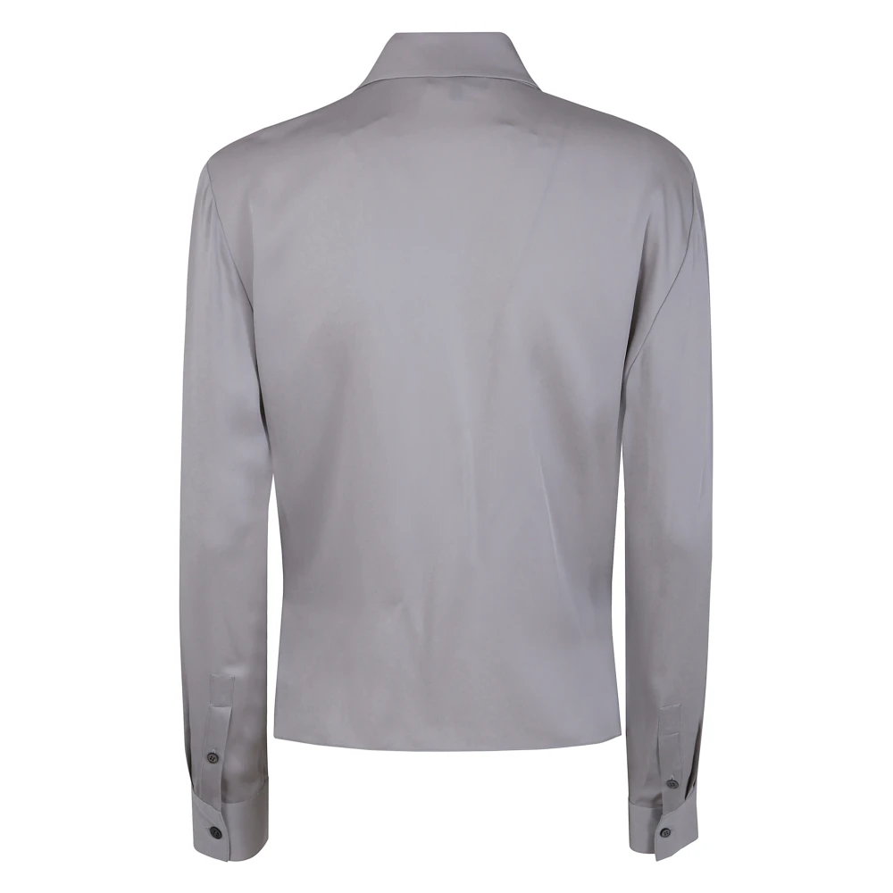 Theory Lapel Wrap Blouse Gray Dames