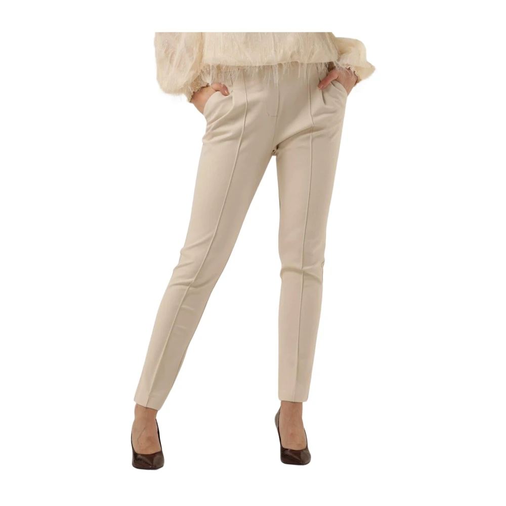 Summum Woman Flared Trousers Punto Milano Beige Dames