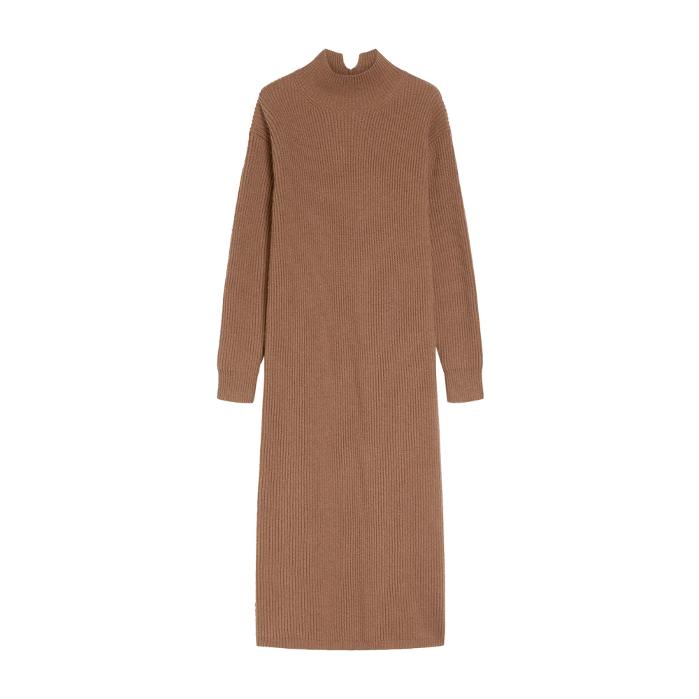 Max Mara Bruine Wol Kasjmier Midi Jurk Brown Dames