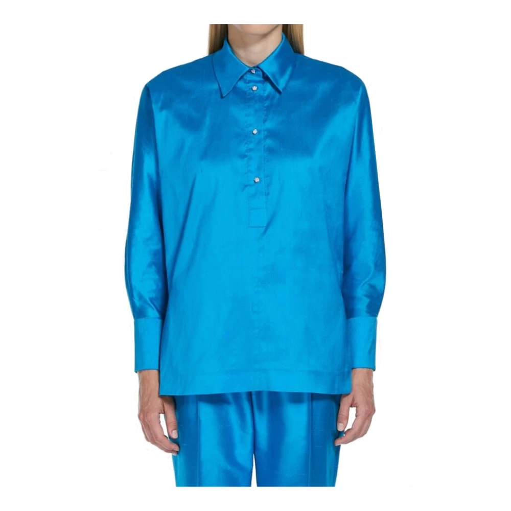 Max Mara Studio Blauwe Zijden Overhemd Elegante Stijl Blue Dames