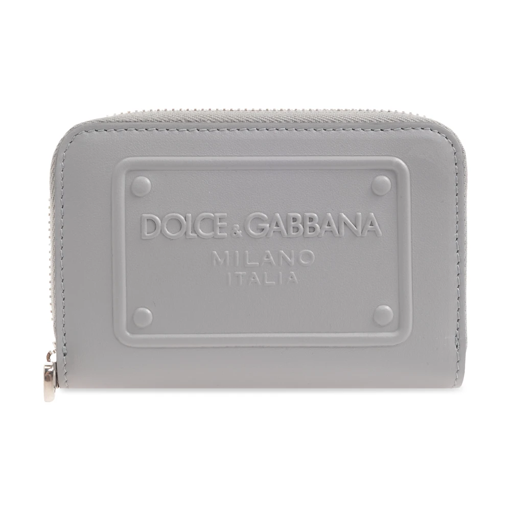 Dolce & Gabbana Leren portemonnee met logo Gray Heren