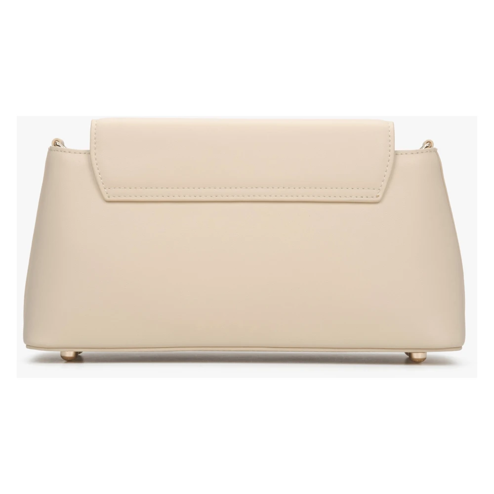 Estro Beige Trapeziumvormige Leren Schoudertas voor Vrouwen Er00115482 Beige Dames