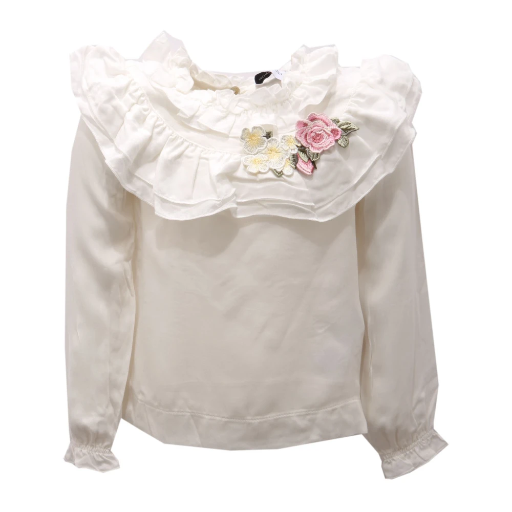 Monnalisa Girls White Blusa Ruches - Kids Blouses - 4 Y - Kids