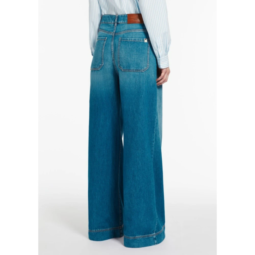 Max Mara Weekend Flared Denim Jeans met Hoge Stiksel Detail Blue Dames