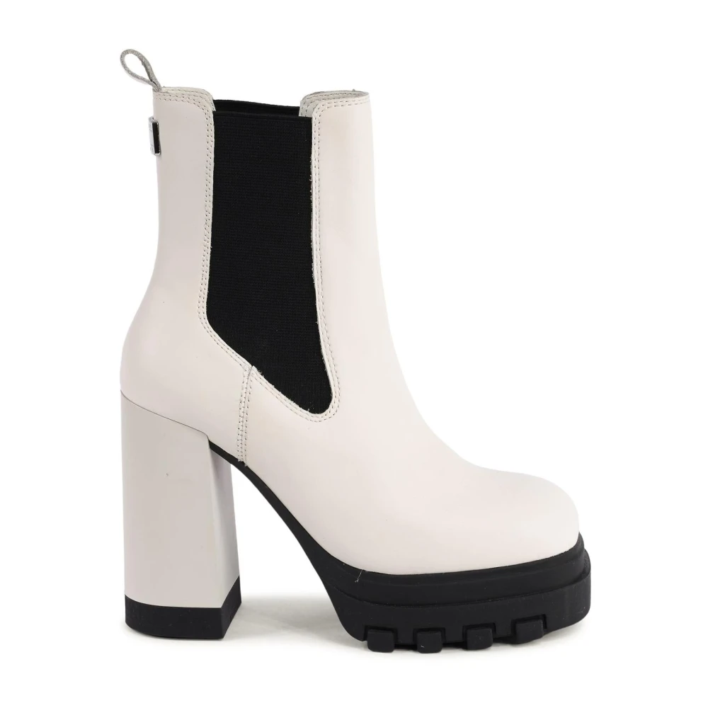 Tommy Hilfiger Women's White Heeled Boots, 6 Uk, Leather Ankle Boot