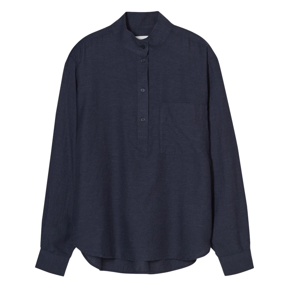 Closed Blouse met opstaande kraag in marineblauw Blue Dames