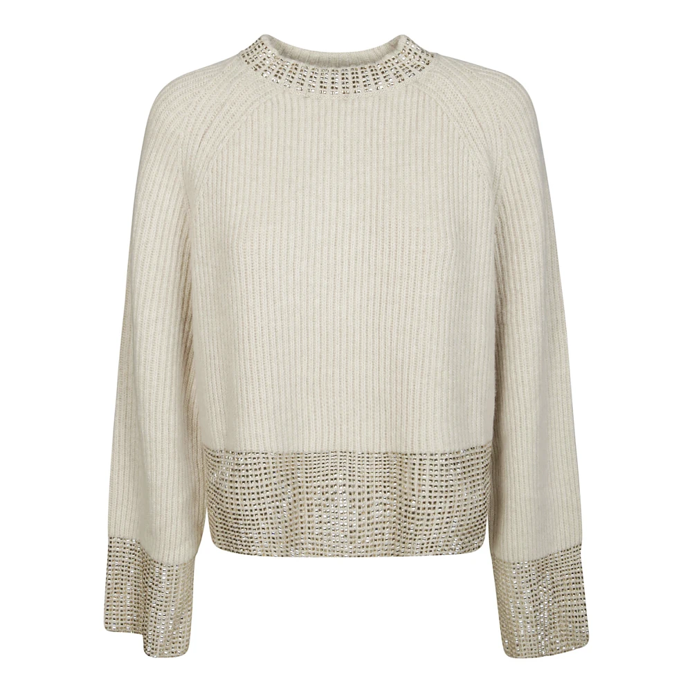 Golden Goose Raglan Boxy Crewneck Top Beige Dames