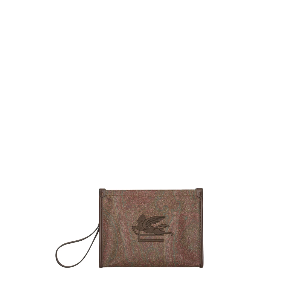 ETRO Bruine Paisley Jacquard Pouch met Leer Brown Dames