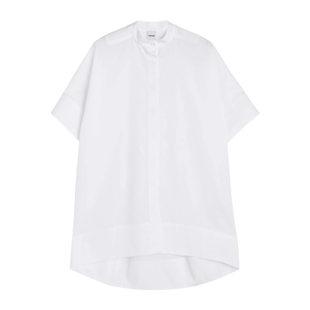 Aspesi Women's White Poplin Mandarin Collar Shirt - Shirts - S - Blouses & Shirts