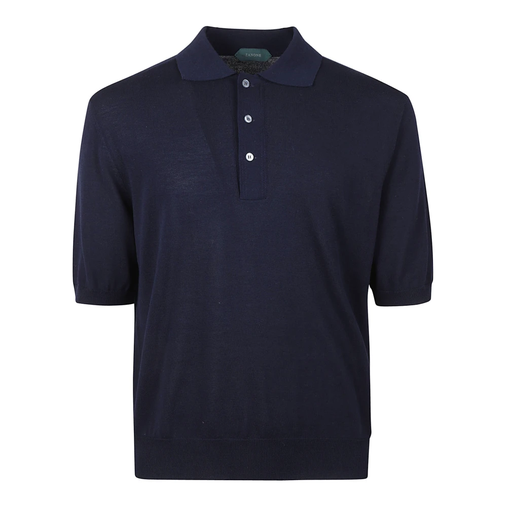 Zanone Blauw Katoenen Polo Shirt Regular Fit Blue Heren