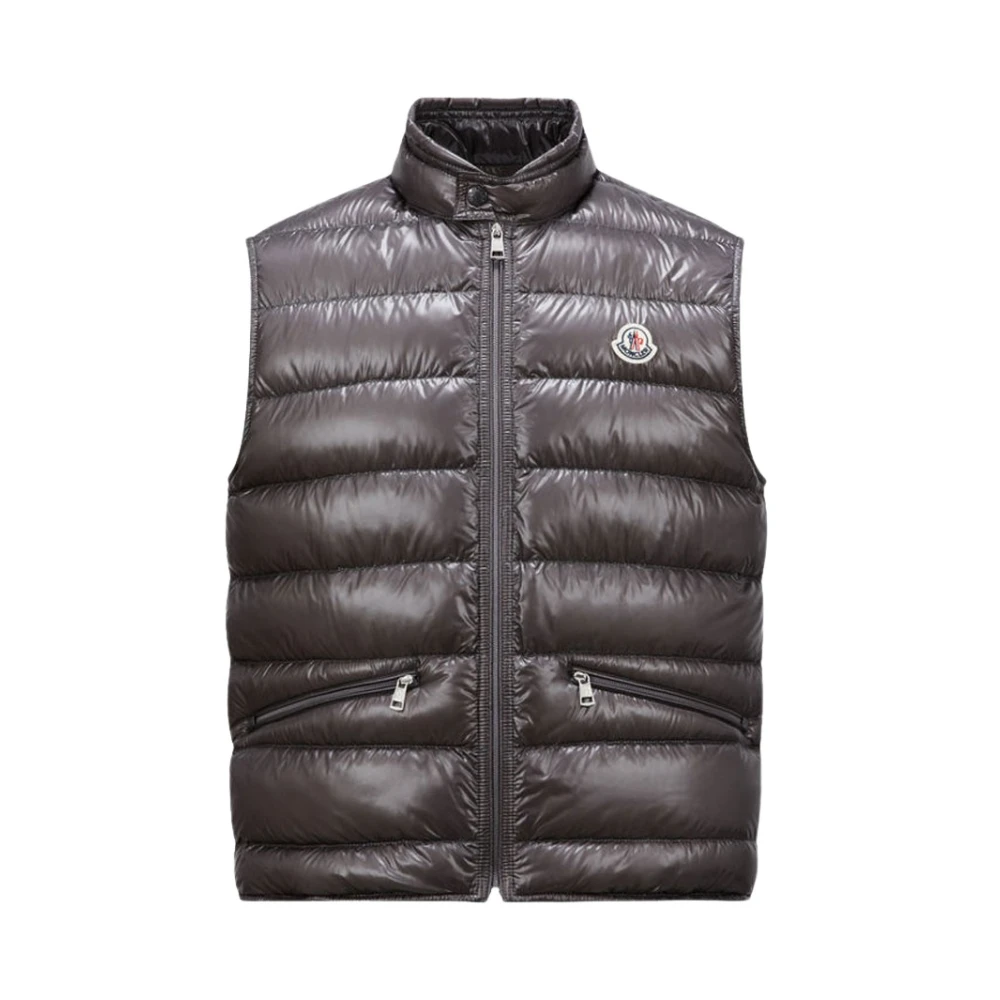 Moncler Gui Vest in Glanzend Grijs Gray Heren
