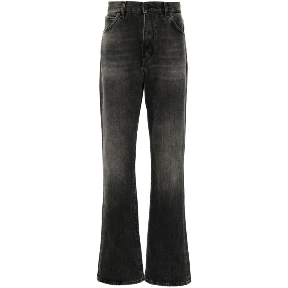 Haikure Zwarte Denim Jeans Whiskering Effect Black Heren