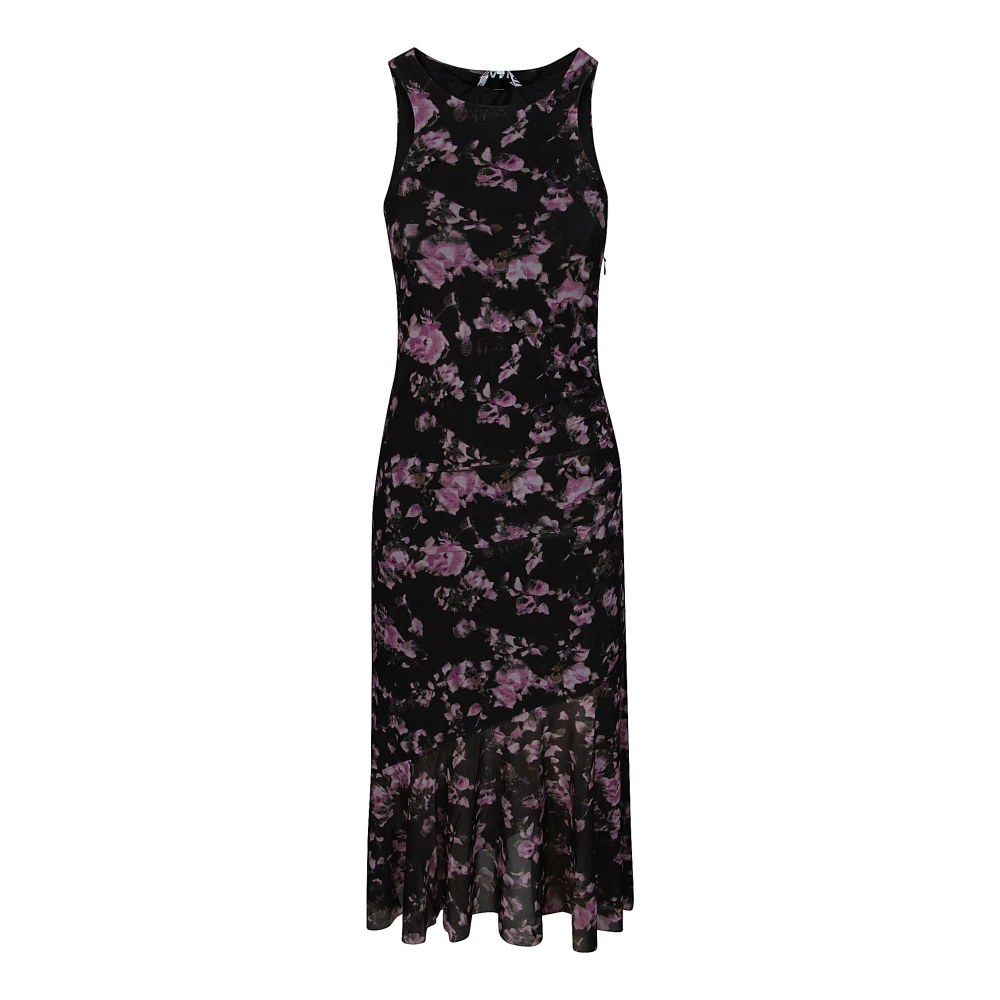 Ganni Bloemen Mesh Midi Jurk Multicolor Dames