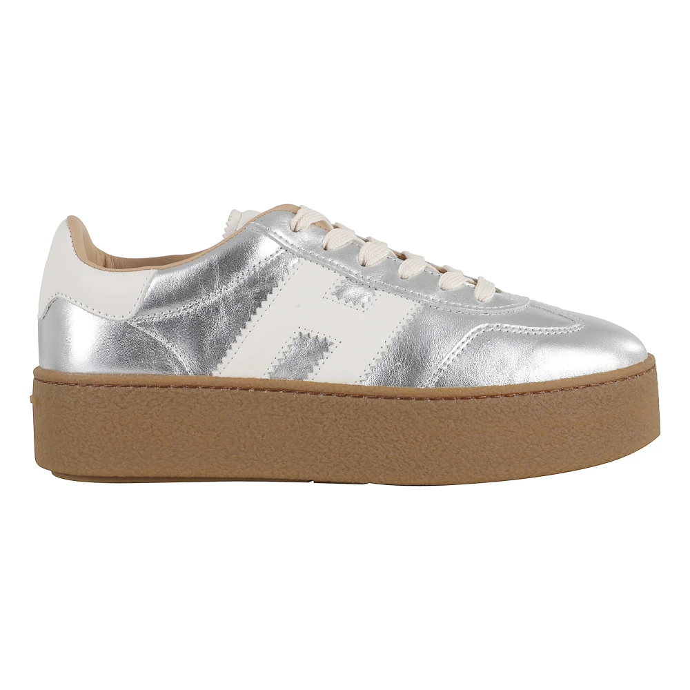 Hogan Yoghurt Sneakers Ronde Neus Vetersluiting Dames Schoenen Grijs