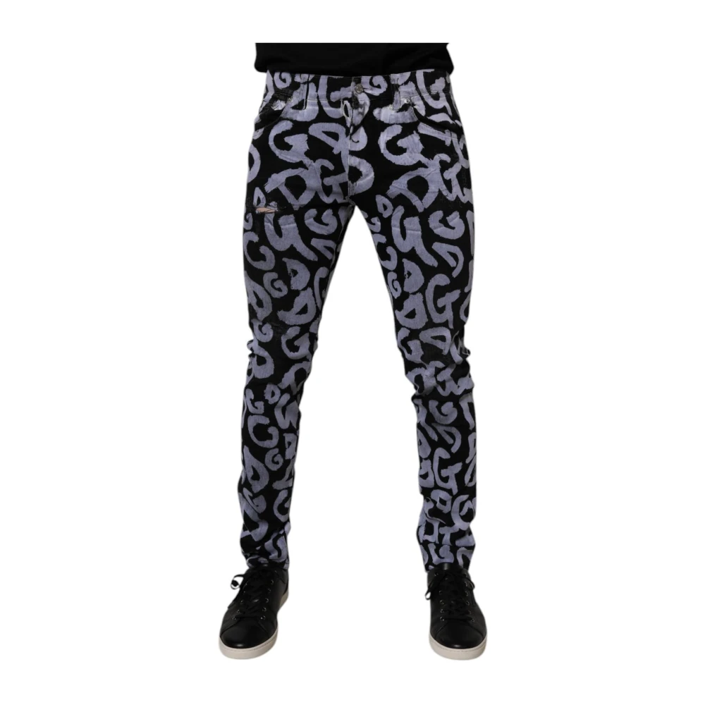 Dolce & Gabbana Men's Multicolor Graffiti Print Skinny Jeans - Skinny Fit Jeans - M - Jeans
