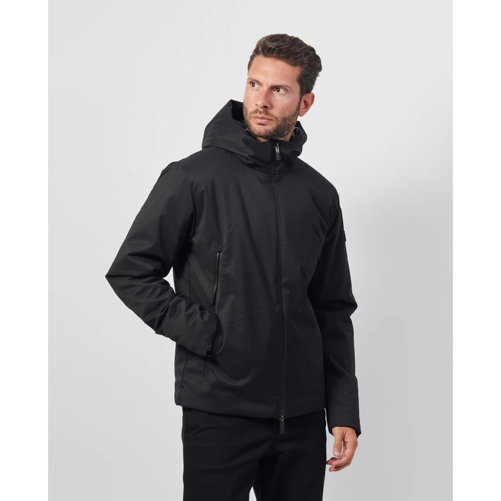 Emporio Armani Zwarte gewatteerde capuchonjas EA7 Black Heren