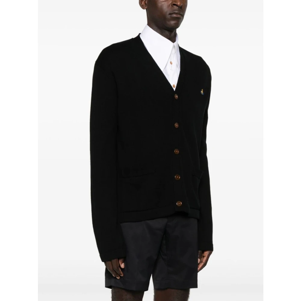 Vivienne Westwood Zwarte V-hals trui met Orb-logo Black Heren