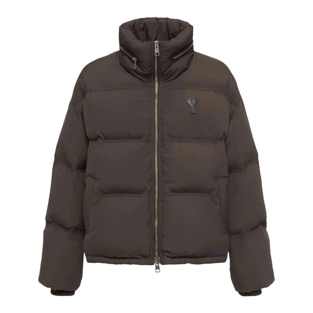 Ami Paris Bruine Oversized Gewatteerde Pufferjas Brown Heren