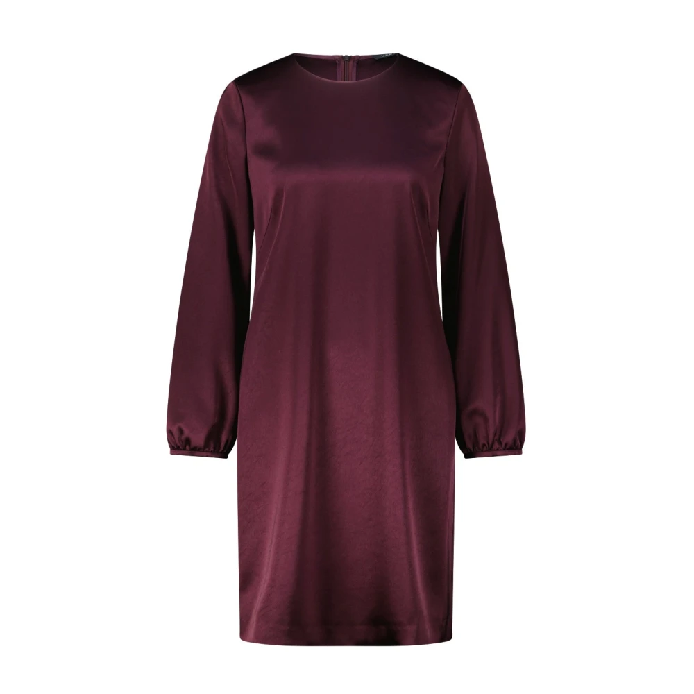 LUISA CERANO Satin Jurk met Ronde Halslijn Brown Dames