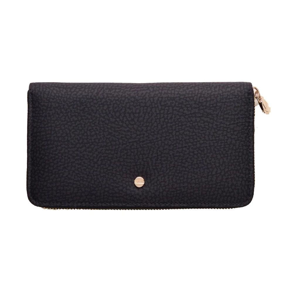 Borbonese Stijlvolle compacte portemonnee met ritssluiting Black Dames