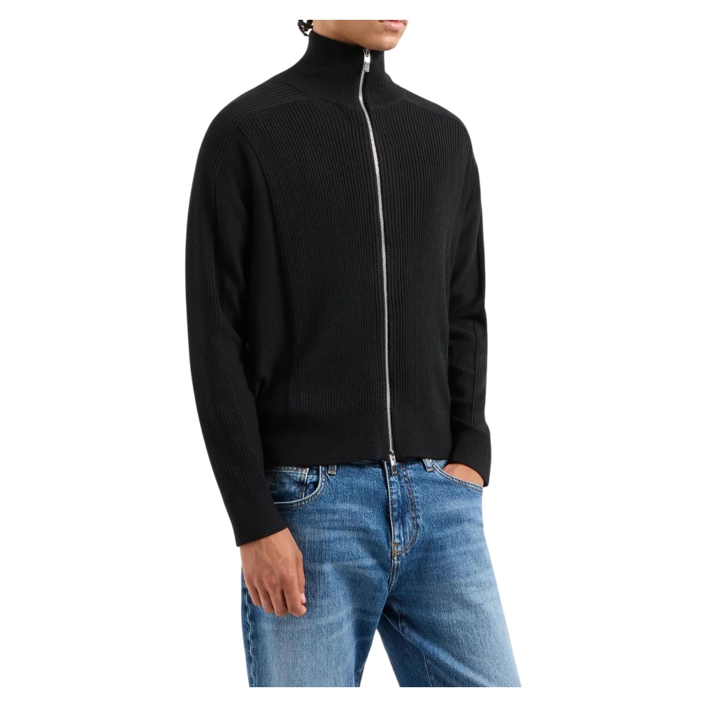 Armani Exchange Zwarte Trui Met Ritssluiting Stijl Black Heren