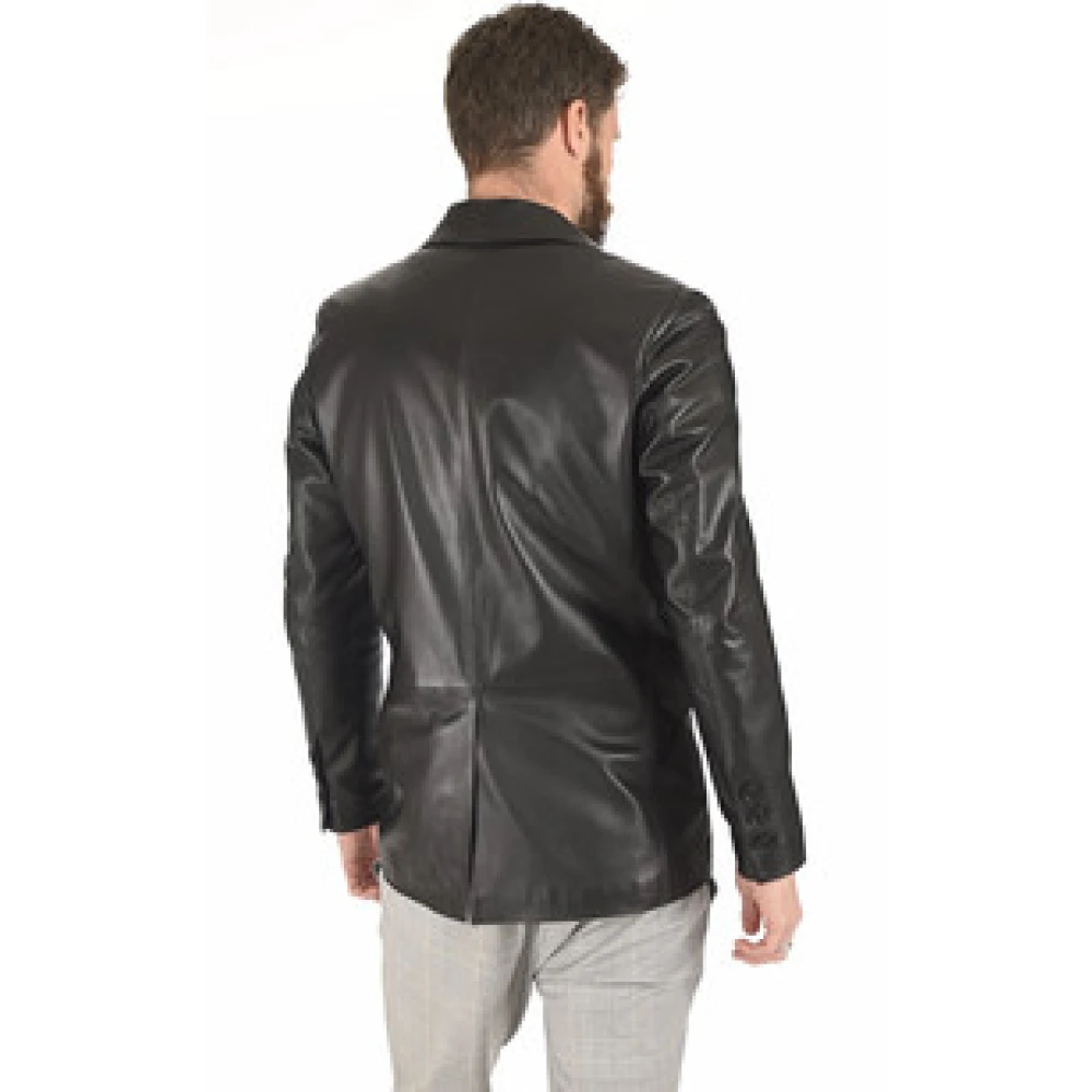 La Canadienne Zwarte Lam Leren Blazer Black Heren