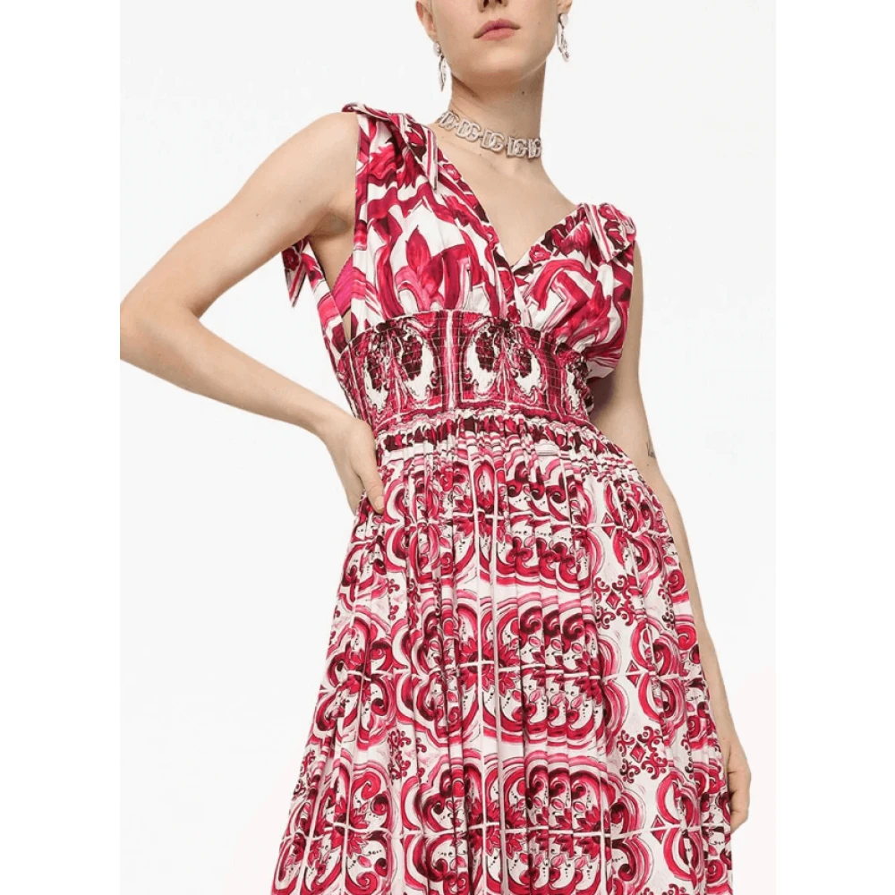 Dolce & Gabbana Majolica Print Open Rug Jurk Multicolor Dames