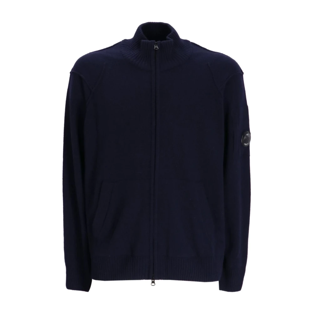 C.p. Company Men's Blue Cardigans, 2XL, Waffle-Knit Cardigan
