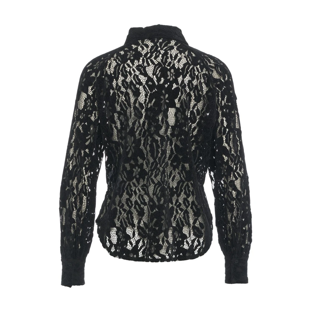 Kaos Zwarte Kant Blouse Elegante Stijl Black Dames
