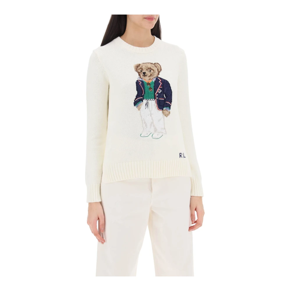 Polo Ralph Lauren Polo Bear Cotton Sweater Beige Dames