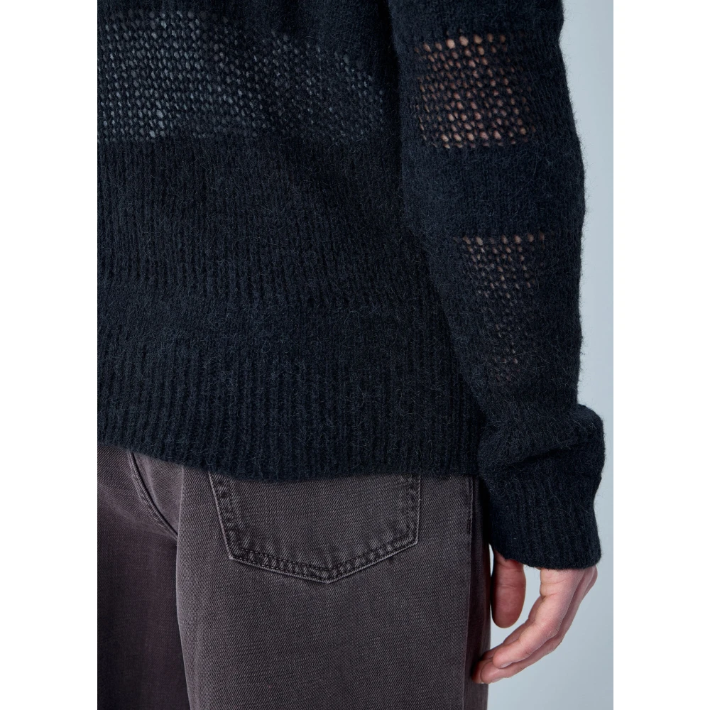 Our Legacy Contrast Gebreide Vest Knoop-Up Sweater Black Heren