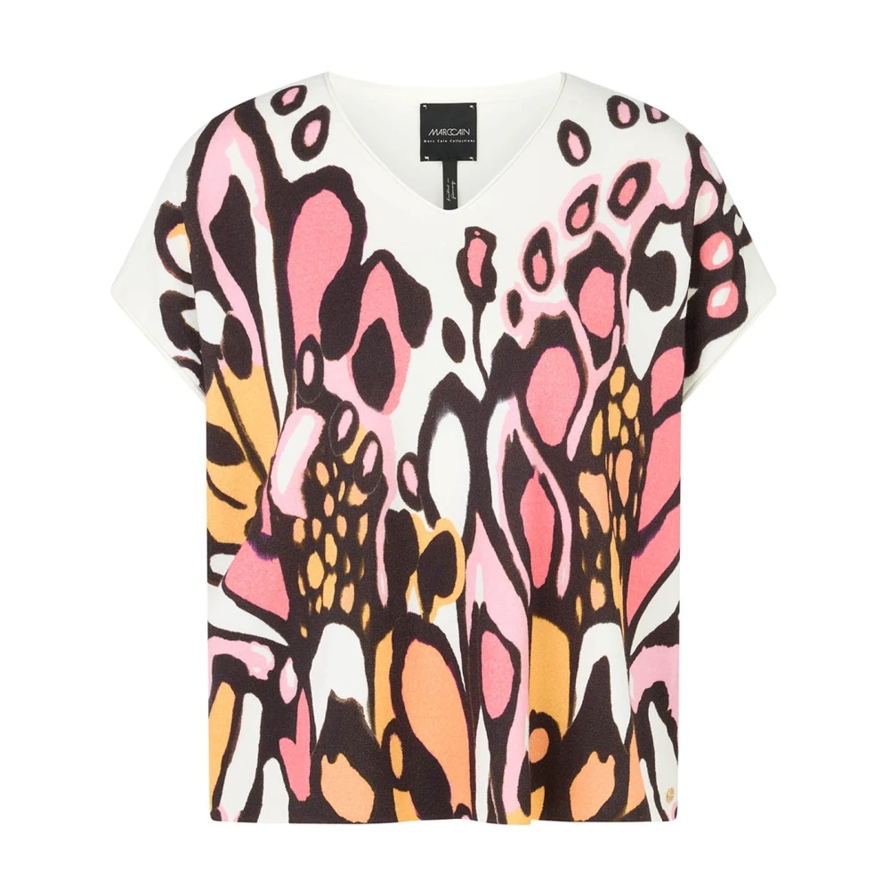 Marc Cain Mouwloze trui met abstracte print Multicolor Dames