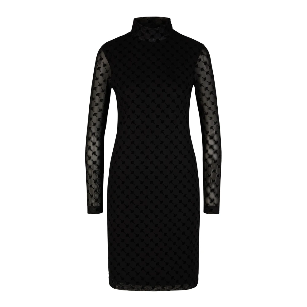 Joop! Zwarte jurk met fluwelen madeliefjespatroon Black Dames