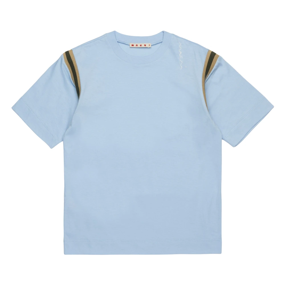 Marni Unisex Kids Blue Kids Short Sleeve T-Shirts, 10 Y, Logo-Print T-Shirt