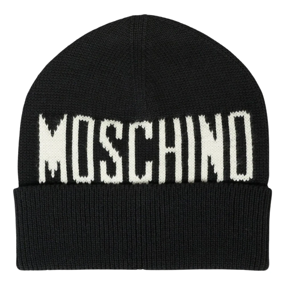 Moschino Black Hats & Caps, Unisex, S, Logo Beanie Hat