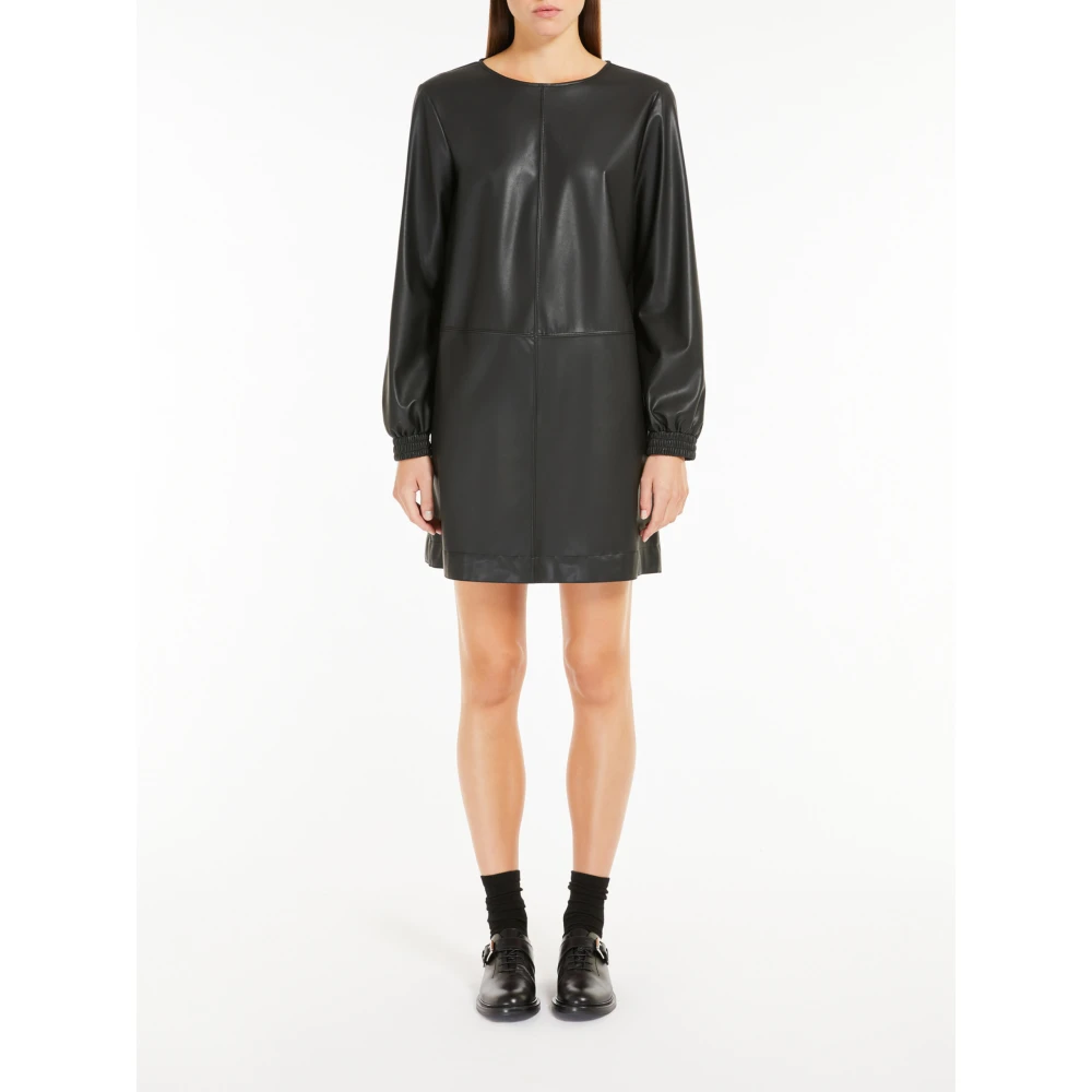 Max Mara Zwarte Jersey Jurk met Gestructureerde Silhouet Black Dames