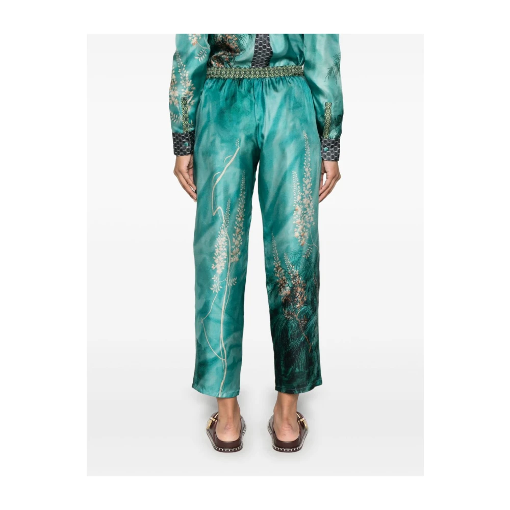 Pierre-Louis Mascia Bloemenprint Blauwe Broek Elastische Taille Multicolor Dames