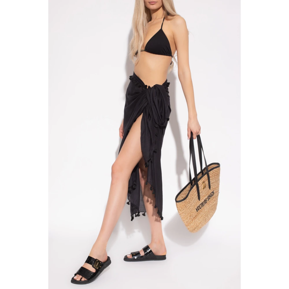 Melissa Odabash Gefranjerde pareo Black Dames