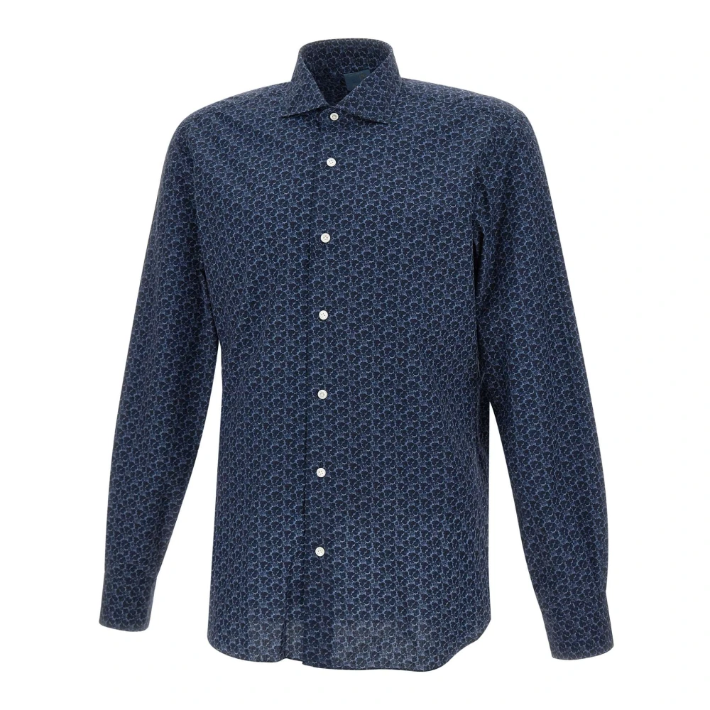 Barba Dandy Life Bloemenpatroon Katoenen Overhemd Blue Heren